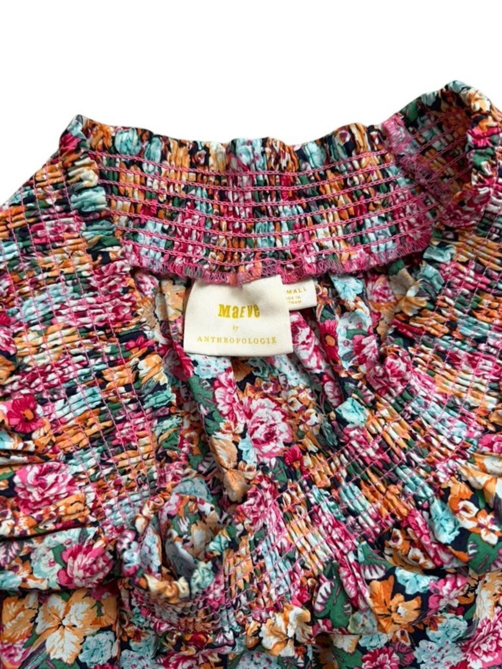 Anthropologie Maeve Floral Mini Dress XS Puff Sleeve Cotton Boho. - Picture 3 of 10
